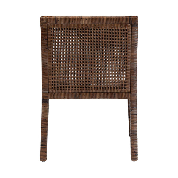 Baxton Studio Bali Karis Rattan Dining Chair With Removable Cushion, Handwoven Mahogany Frame Coastal Boho Seat Karis-Coffee Antique-DC