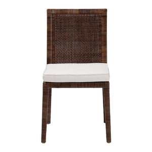 Baxton Studio Bali Sofia Rattan Dining Chair With Removable Cushion, Handwoven Mahogany Frame, Coastal Boho Elegance Sofia-Coffee Antique-DC
