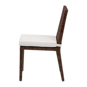 Baxton Studio Bali Sofia Rattan Dining Chair With Removable Cushion, Handwoven Mahogany Frame, Coastal Boho Elegance Sofia-Coffee Antique-DC
