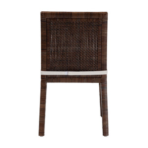 Baxton Studio Bali Sofia Rattan Dining Chair With Removable Cushion, Handwoven Mahogany Frame, Coastal Boho Elegance Sofia-Coffee Antique-DC