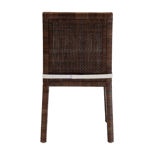 Baxton Studio Bali Sofia Rattan Dining Chair With Removable Cushion, Handwoven Mahogany Frame, Coastal Boho Elegance Sofia-Coffee Antique-DC