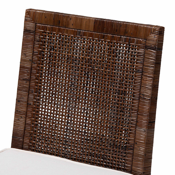 Baxton Studio Bali Sofia Rattan Dining Chair With Removable Cushion, Handwoven Mahogany Frame, Coastal Boho Elegance Sofia-Coffee Antique-DC