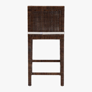 Baxton Studio Bali Sofia Rattan Counter Stool — Handwoven Mahogany Frame, Padded Cushion, Coastal Boho Comfort Sofia-Coffee Antique-CS