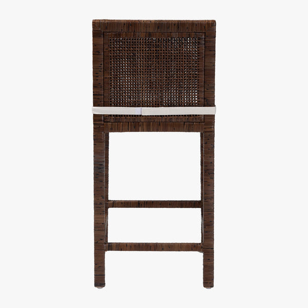 Baxton Studio Bali Sofia Rattan Counter Stool — Handwoven Mahogany Frame, Padded Cushion, Coastal Boho Comfort Sofia-Coffee Antique-CS