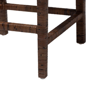 Baxton Studio Bali Sofia Rattan Counter Stool — Handwoven Mahogany Frame, Padded Cushion, Coastal Boho Comfort Sofia-Coffee Antique-CS