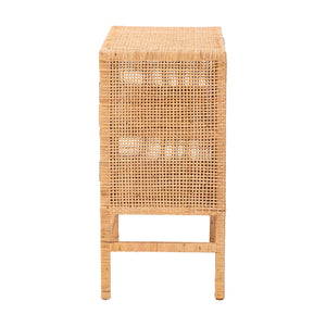 Baxton Studio Bali & Pari Vivan Handwoven Rattan Accent Cabinet Mahogany Frame Boho Storage Solution Vivan-SVN2630A-Natural-Cabinet