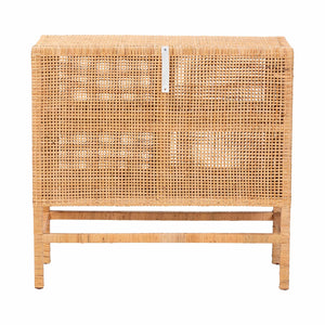 Baxton Studio Bali & Pari Vivan Handwoven Rattan Accent Cabinet Mahogany Frame Boho Storage Solution Vivan-SVN2630A-Natural-Cabinet