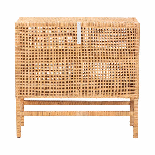 Baxton Studio Bali & Pari Vivan Handwoven Rattan Accent Cabinet Mahogany Frame Boho Storage Solution Vivan-SVN2630A-Natural-Cabinet