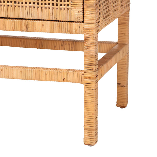 Baxton Studio Bali & Pari Vivan Handwoven Rattan Accent Cabinet Mahogany Frame Boho Storage Solution Vivan-SVN2630A-Natural-Cabinet