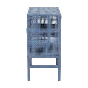 Baxton Studio Bali & Pari Vivan Handwoven Rattan Cabinet with Mahogany Frame and Dual Door Storage Vivan-SVN2630NB-Navy Blue-Cabinet
