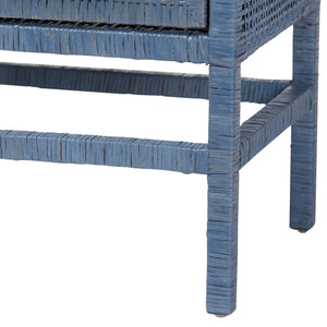 Baxton Studio Bali & Pari Vivan Handwoven Rattan Cabinet with Mahogany Frame and Dual Door Storage Vivan-SVN2630NB-Navy Blue-Cabinet