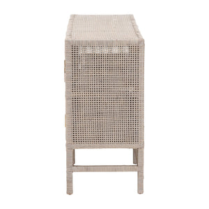 Baxton Studio Bali & Pari Vivan Handwoven Rattan Cabinet with Double Doors for Coastal Living Rooms Vivan-W137-French Grey-Cabinet
