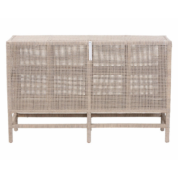 Baxton Studio Bali & Pari Vivan Handwoven Rattan Cabinet with Double Doors for Coastal Living Rooms Vivan-W137-French Grey-Cabinet