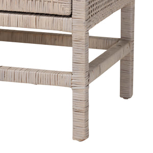 Baxton Studio Bali & Pari Vivan Handwoven Rattan Cabinet with Double Doors for Coastal Living Rooms Vivan-W137-French Grey-Cabinet