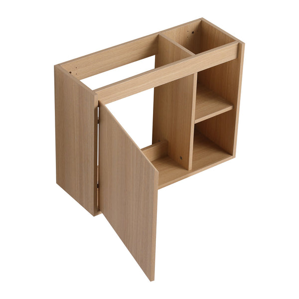 English Elm 26'' Wall-Mounted Bathroom Vanity with Glossy White Ceramic Sink, Soft-Close Door & Waterproof Finish Oak W999P310771