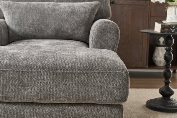 English Elm Modern Chaise Lounge with Plush High-Resilience Cushion and Solid Wood Frame for Durable Comfort Grey W2120P296386