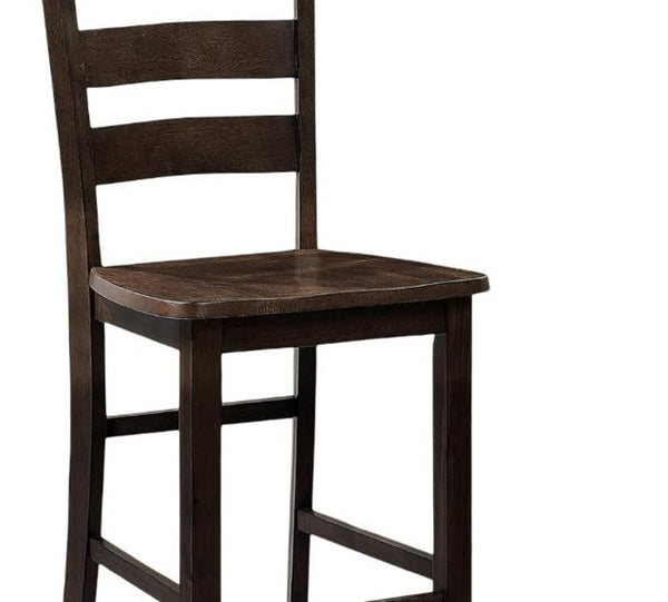 English Elm Transitional Counter Height 3pc Dining Set with USB Charging, Storage Shelves & Padded Seats Espresso 44 L x 41 W x 12 H B2741P381489