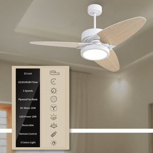 English Elm Light Pro 52" Smart Led Ceiling Fan With Remote Control – Energy-Efficient, Quiet, And Stylish Design T3177P284009