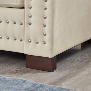 English Elm Modern Velvet Loveseat With Square Armrests & Silver Nailhead Trim - Stylish Storage & Comfort! W1097S00181