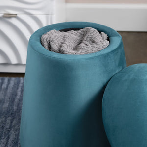 Crestview Collection Modern Velvet Ottoman: Stylish Mushroom-inspired Accent With Hidden Storage For Chic Living Spaces Teal Solid Wood Evfzr3907teal