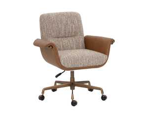 Sunpan LOMAX Office Chair - Stylish Dusty Greige & Cognac Faux Leather, Ergonomic & Durable Design 112386