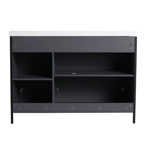 English Elm 48" Freestanding Bathroom Vanity with Integrated Basin Design, Soft-Close Hinges, Adjustable Shelf, Water-Resistant Finish W999P251008
