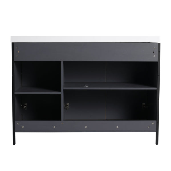 English Elm 48" Freestanding Bathroom Vanity with Thick Resin Sink, Soft-Close Doors, Adjustable Shelves, Durable Finish Light Coffee W999S00297