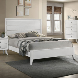 English Elm White California King Panel Bed Wave Texture Headboard Solid Wood Contemporary Frame B2741S00878