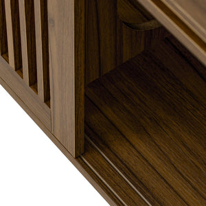 English Elm Mid-Century Extendable Walnut TV Stand with Hidden Litter Box, Cat Scratcher & 78–110" Top N843MP002W