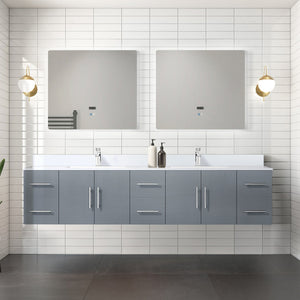 English Elm Dark Grey Double Bath Vanity 84" W x 22" D with White Quartz Top, Solid Wood, Soft-Close Drawers, Ample Storage B2731P258747