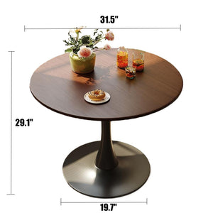 English Elm (walnut Finish) Tulip Pedestal Round Dining Table Mid Century Mdf Top Steel Base W2641P381821