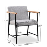 Christopher Knight Home® - Noble House - Dining Chair(Fabric-Gray+Plywood+Iron-Black)