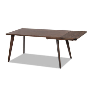 English Elm Jennifer Taylor Home - Capri Solid Red Oak 59–90.5" Extendable Dining Table for 6–8 with Mid-Century Tapered Legs and Grain Dark Brown B2719P395576