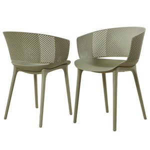 English Elm Gerald Outdoor Stackable Dining Chairs Uv Resistant Molded Plastic Patio Set of 2 Sage Green N776P390476G