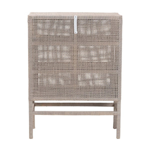 Baxton Studio Bali & Pari Vivan Handwoven Rattan Accent Cabinet with Mahogany Frame for Coastal Interiors Vivan-W81-French Grey-Cabinet