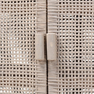 Baxton Studio Bali & Pari Vivan Handwoven Rattan Accent Cabinet with Mahogany Frame for Coastal Interiors Vivan-W81-French Grey-Cabinet