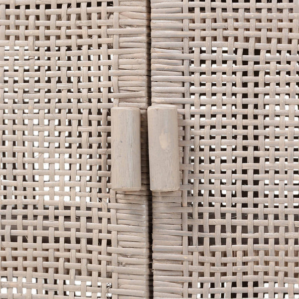 Baxton Studio Bali & Pari Vivan Handwoven Rattan Accent Cabinet with Mahogany Frame for Coastal Interiors Vivan-W81-French Grey-Cabinet