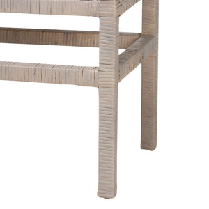 Baxton Studio Bali & Pari Vivan Handwoven Rattan Accent Cabinet with Mahogany Frame for Coastal Interiors Vivan-W81-French Grey-Cabinet