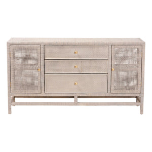 Baxton Studio Bali & Pari Vivan Handwoven Rattan Cabinet with Mahogany Frame and Coastal Storage Appeal Vivan-SV2089-French Grey-Rattan-Cabinet
