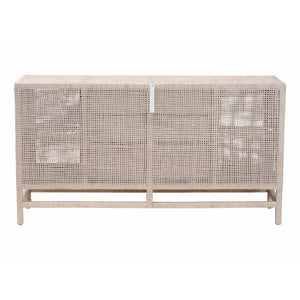 Baxton Studio Bali & Pari Vivan Handwoven Rattan Cabinet with Mahogany Frame and Coastal Storage Appeal Vivan-SV2089-French Grey-Rattan-Cabinet