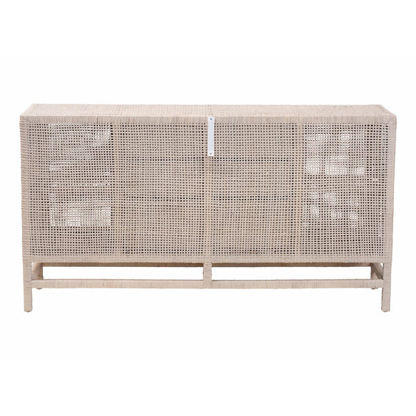 Baxton Studio Bali & Pari Vivan Handwoven Rattan Cabinet with Mahogany Frame and Coastal Storage Appeal Vivan-SV2089-French Grey-Rattan-Cabinet