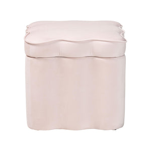 Baxton Studio Baxton Studio Paulina Velvet Scalloped Storage Ottoman Plush Accent Seat Light Pink/Black BBT5610-Light Pink Velvet-Storage-Ottoman