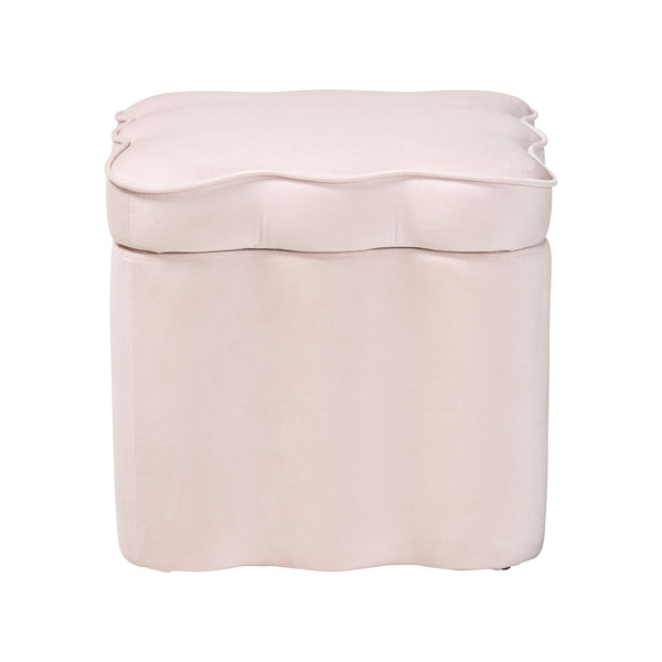 Baxton Studio Baxton Studio Paulina Velvet Scalloped Storage Ottoman Plush Accent Seat Light Pink/Black BBT5610-Light Pink Velvet-Storage-Ottoman