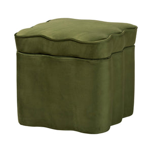 Baxton Studio Baxton Studio Paulina Velvet Scalloped Storage Ottoman Plush Accent Seat Moss Green/Black BBT5610-Moss Green Velvet-Storage-Ottoman