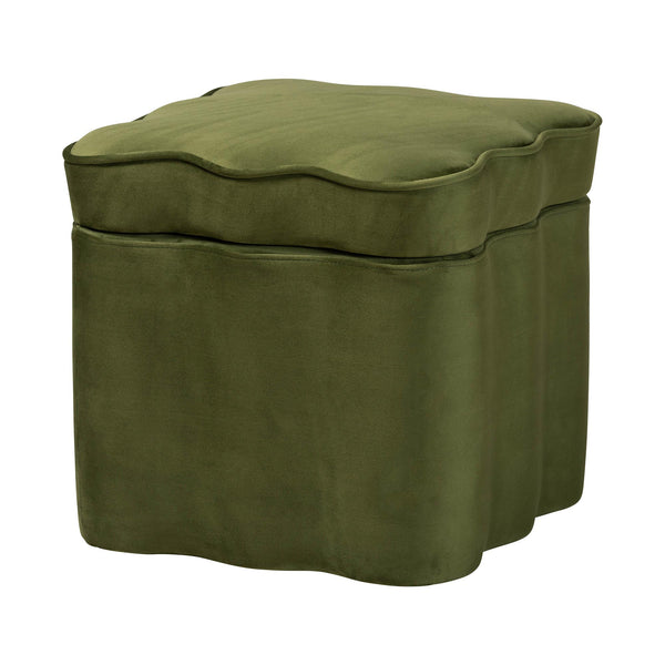 Baxton Studio Baxton Studio Paulina Velvet Scalloped Storage Ottoman Plush Accent Seat Moss Green/Black BBT5610-Moss Green Velvet-Storage-Ottoman