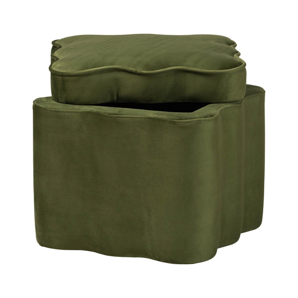 Baxton Studio Baxton Studio Paulina Velvet Scalloped Storage Ottoman Plush Accent Seat Moss Green/Black BBT5610-Moss Green Velvet-Storage-Ottoman