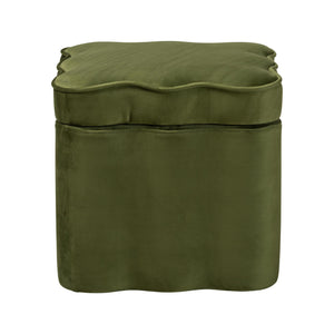 Baxton Studio Baxton Studio Paulina Velvet Scalloped Storage Ottoman Plush Accent Seat Moss Green/Black BBT5610-Moss Green Velvet-Storage-Ottoman