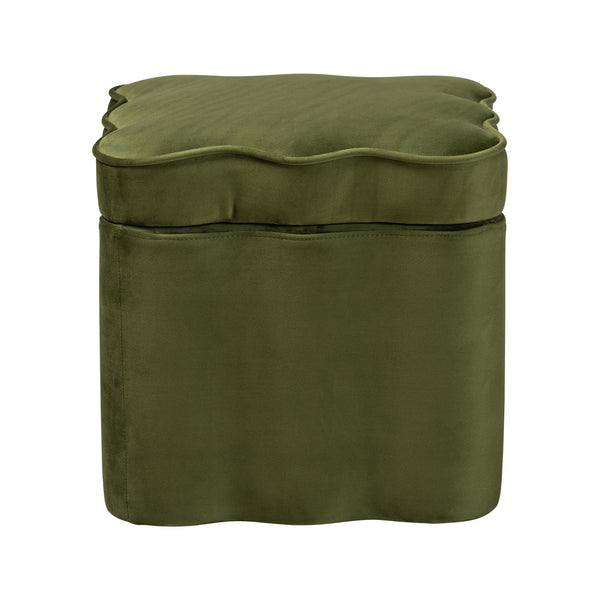 Baxton Studio Baxton Studio Paulina Velvet Scalloped Storage Ottoman Plush Accent Seat Moss Green/Black BBT5610-Moss Green Velvet-Storage-Ottoman