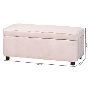 Baxton Studio Baxton Studio Paulina Velvet Lift Top Storage Bench Scalloped Glam Bedroom Accent Light Pink/Black BBT3246-Light Pink Velvet-Storage-Bench