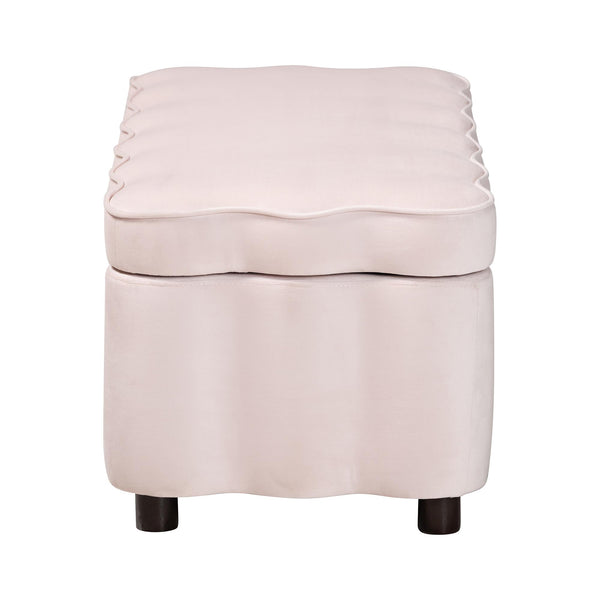 Baxton Studio Baxton Studio Paulina Velvet Lift Top Storage Bench Scalloped Glam Bedroom Accent Light Pink/Black BBT3246-Light Pink Velvet-Storage-Bench